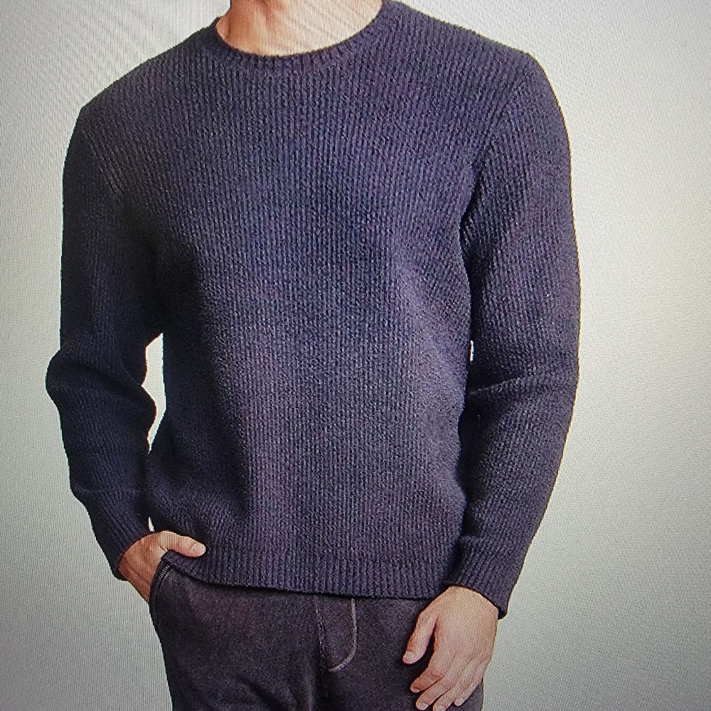 Barefoot Dreams CozyChic Men's Cord Rib Pullover Slate Blue